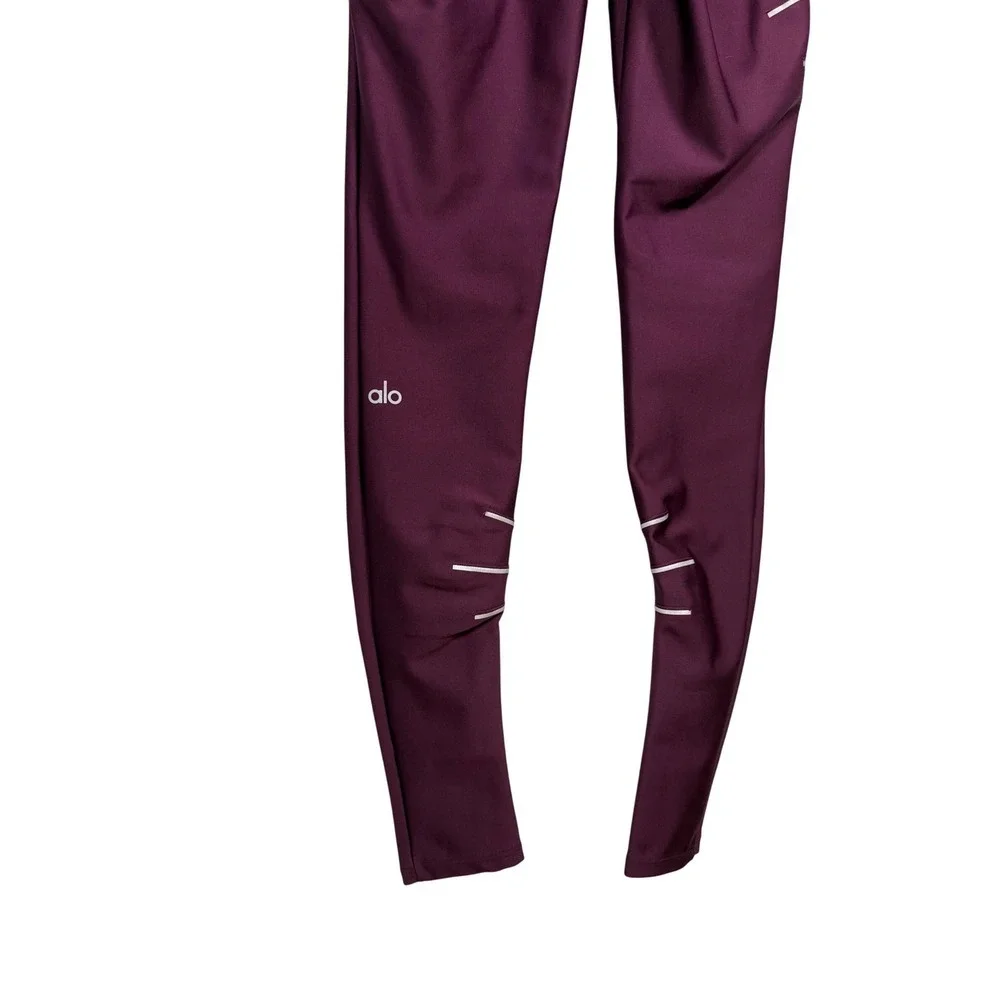 ALO YOGA High-Waist Sequence Leggings, Dark Plum, Size XS